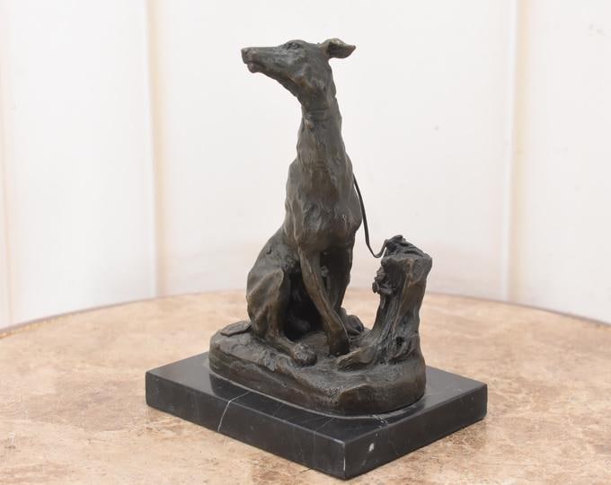 Bronze Greyhound Figurine: Exclusive Dog Sculpture, Art Decor