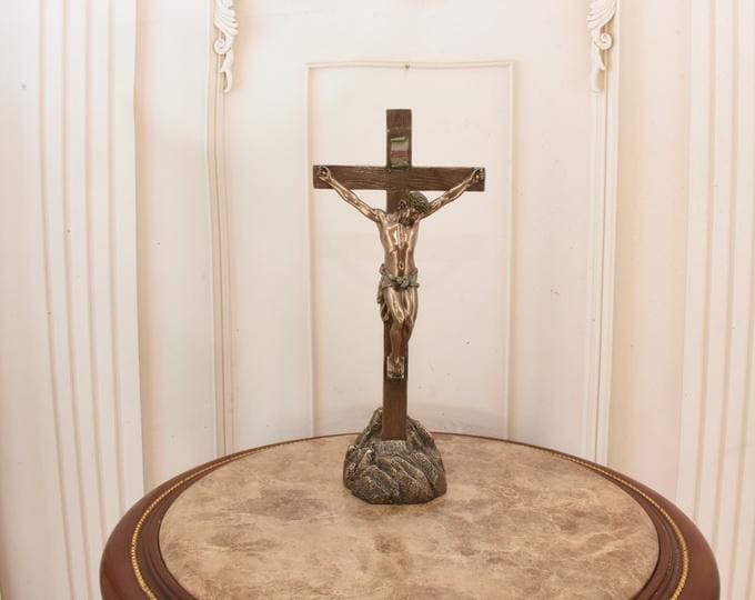 Handmade Covered Bronze Crucifix - Catholic Home Decor, Religious Gift