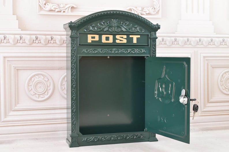 Vintage Green Mailbox: Floral Antique Style Garden Decor - Etsy