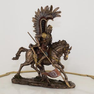 Polish Hussar on Horse Statue - Patriots Figurine - Solid Sculpture - Art Work Figure - Unique Gift for Patriots - Polish Statue Home Decor