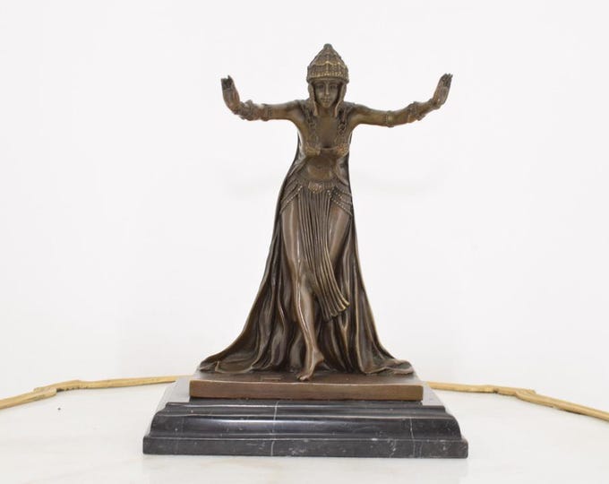 Paris Dancer in Dress – Elegant Bronze Sculpture – Art Deco Style Figurine – Collectible Home Decor – Unique Gift for Art Lovers