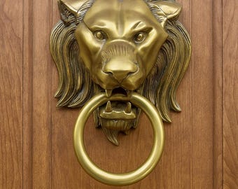 Exclusive Dark Brass Door Knocker - Head Lion - Vintage Style - Home and Garden Decoration