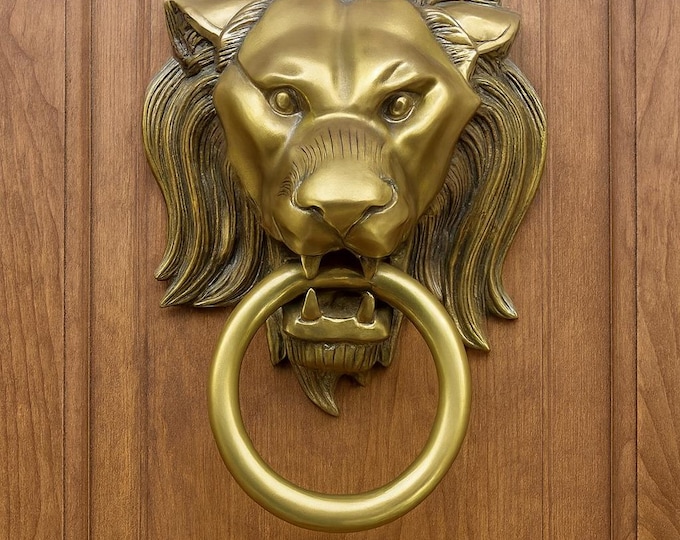 Exclusive Dark Brass Door Knocker - Head Lion - Vintage Style - Home and Garden Decoration