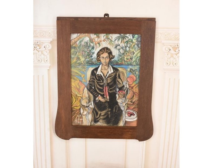 Witkacy Portrait Painting: Art Nouveau Pastel Drawing on Carton