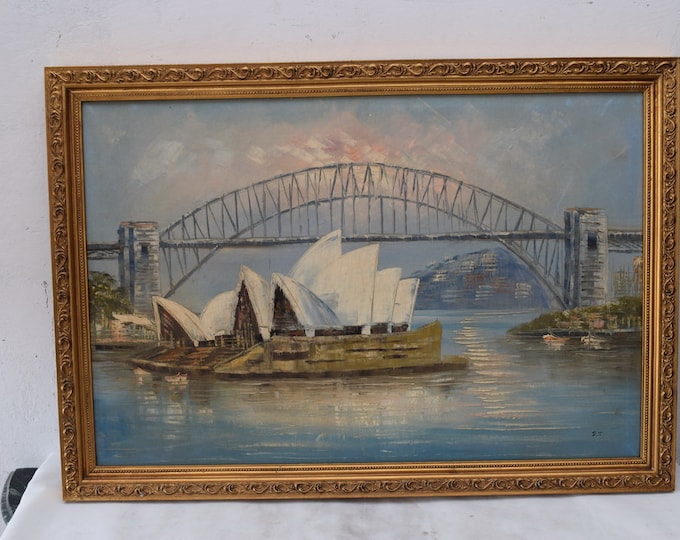 Beautiful Painting City Sydney - Painting with Golden Frame - Australia Sydney Art Work - Wall Decor - Amazing Home