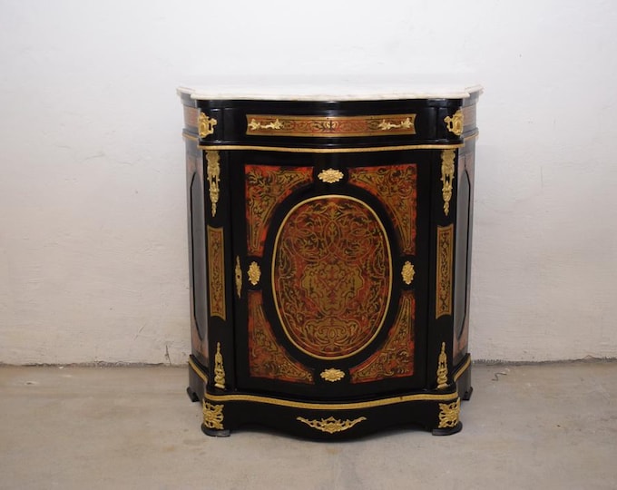 Commode French Boulle Style - Bent Wood - Chest of Drawers - Wooden and Bronze Ornaments - Home Decor - Unique Furniture - Gift Idea