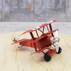 Large Vintage Red German Airplane - Old Classic Metal Model - Toy Gift Idea - Old School Collector Item - Home Decor - Vintage Air