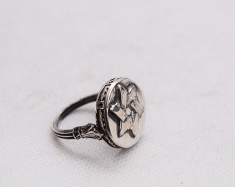 Silver Ritual Old Jewish Ring - Antique Old Ring Judaica - Jewish Jewelry Signet - Unique Signet - Ring Judaica - Art Work Jewelry