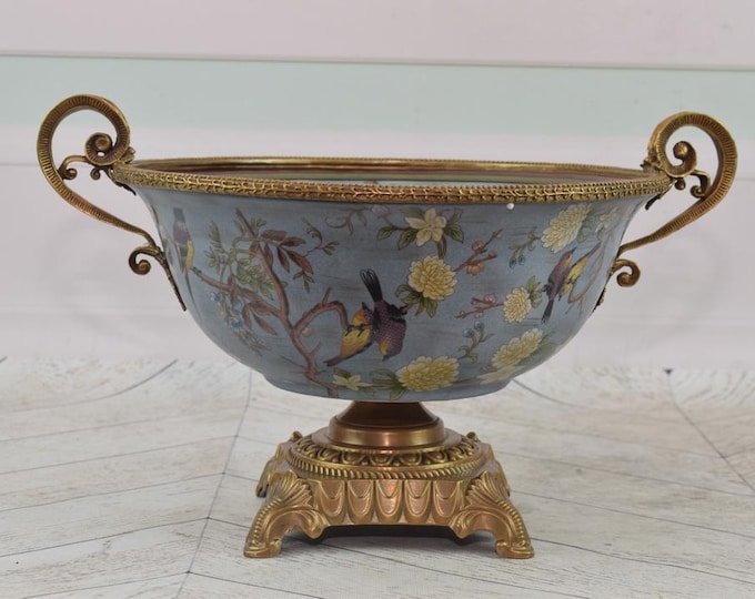 Porcelain Bowl with Bronze Ornaments - Art Nouveau Bronze - Antique Porcelain - Home Decor - Gift for Wedding, Birthday