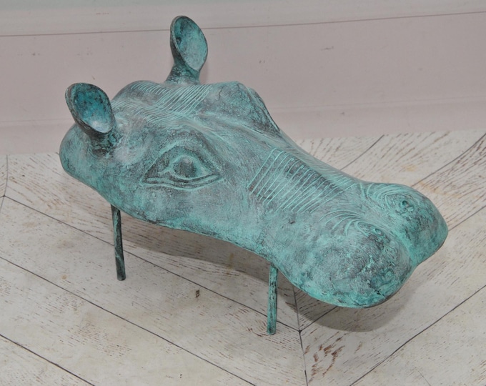 Bronze Hippo Head Sculpture - Funny Garden Art - Submerged Hippo Statue - Unique Outdoor Decor - Whimsical Yard Gift Idea - Hippo Art