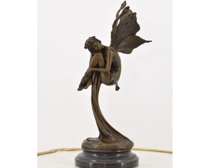 Large Elf Thumbnail Bronze Sculpture – Sleeping Fairy Figurine with Foundry Mark – Exclusive Gift Idea for Art Collectors and Home Decor