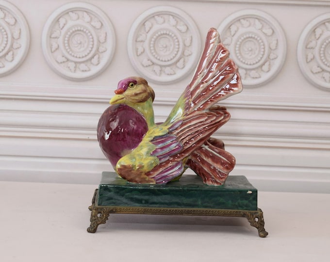 Limited Figurine! Porcelain Bird - Porcelain and Bronze Ornaments - Colorful Porcelain Bird Figurine - Gift Idea - Home or Office Decor