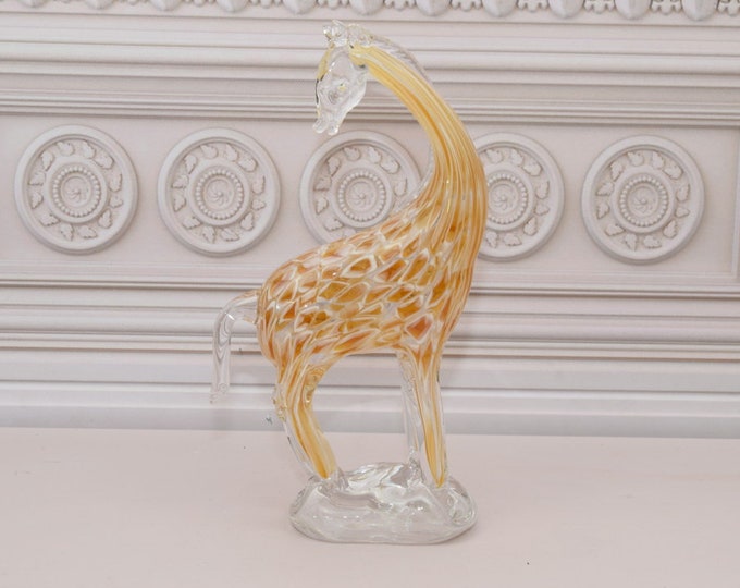 Unique Large Giraffe Murano Glass - Handcrafted Murano Style - Murano Statue - Yellow Giraffe - Italian Glass - Home Decor