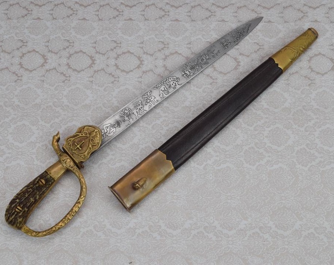 German Solingen Hunting Knife - Solingen Sword - Hunter Unique Sword Dagger - Home Decor - Collector Item - Hunting Germany Sword Deers