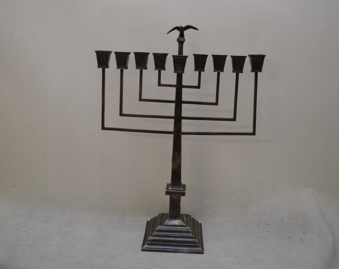Silver 84 Jewish Candlestick - Judaica Gift - Nine-branched Candelabrum - Silver Candle Holder for Nine Candles - Silver Russia 84