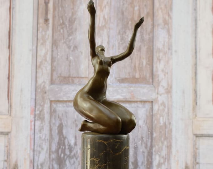 Act Woman Female Dancer Bronze Statue - Art Deco Figurine Sculpture - Exclusive Gift Idea -