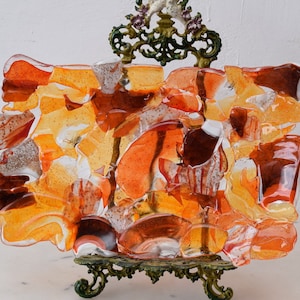 Orange Plateau Glass on Murano Style  Beaufitul Gift Handmade Product   Art Deco