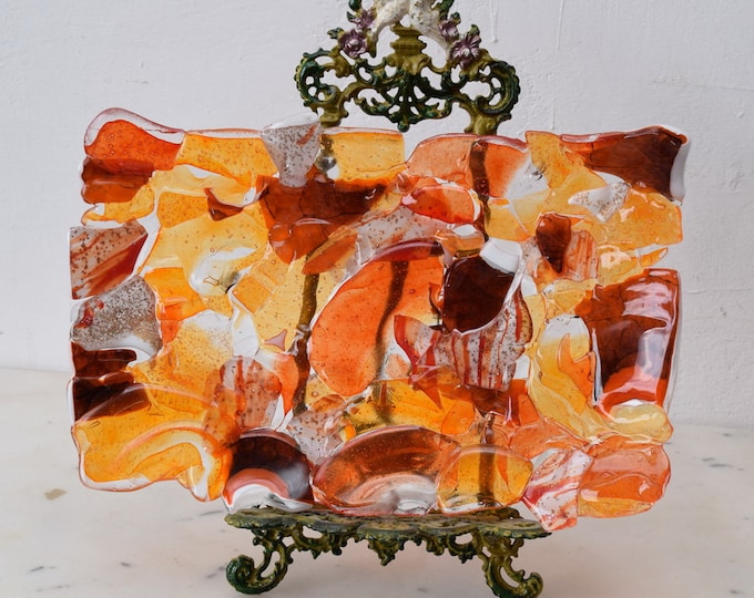 Orange Plateau Glass on Murano Style  Beaufitul Gift Handmade Product   Art Deco