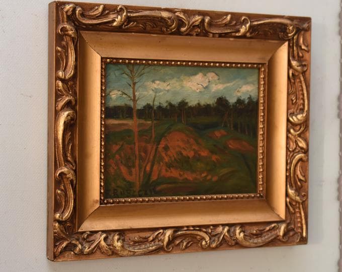 Forest Landscape – Eastern Borderlands Art – Vintage Wall Decor Old Polish Oil Painting On Wood – Ruszczyc Art