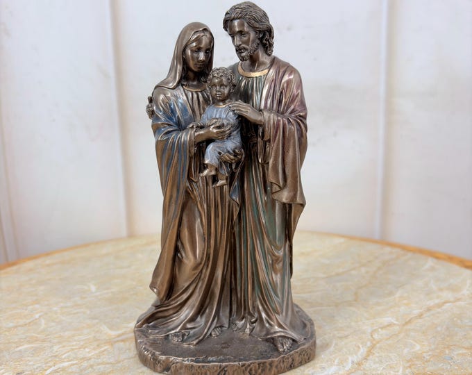 Bronze Holy Family Sculpture: Saint Joseph, Mary & Baby Jesus