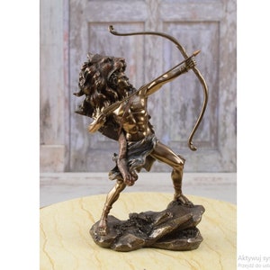 Hercules with Bow Statue - Hero Roman Mythology  - Mythology Sculpture - Roman Warror - Home Office Decor - Gift Idea