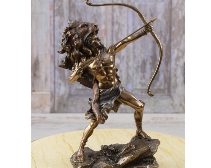 Hercules with Bow Statue - Hero Roman Mythology  - Mythology Sculpture - Roman Warror - Home Office Decor - Gift Idea