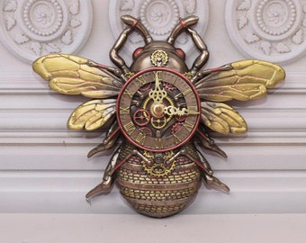 Steampunk Bee Clock: Unique Sculpture, Home Decor