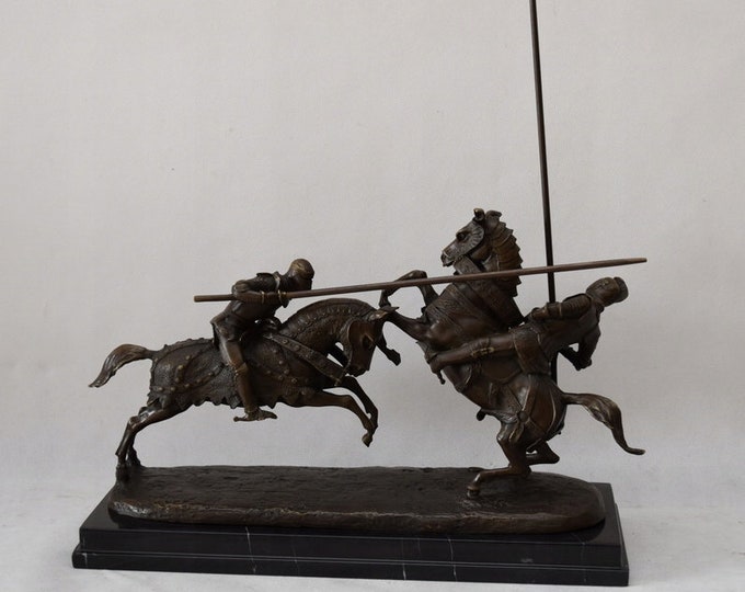 Knights Fight Mort De Monseigneur Le Duc De Clarence Bronze Sculpture Figure Gift Idea -