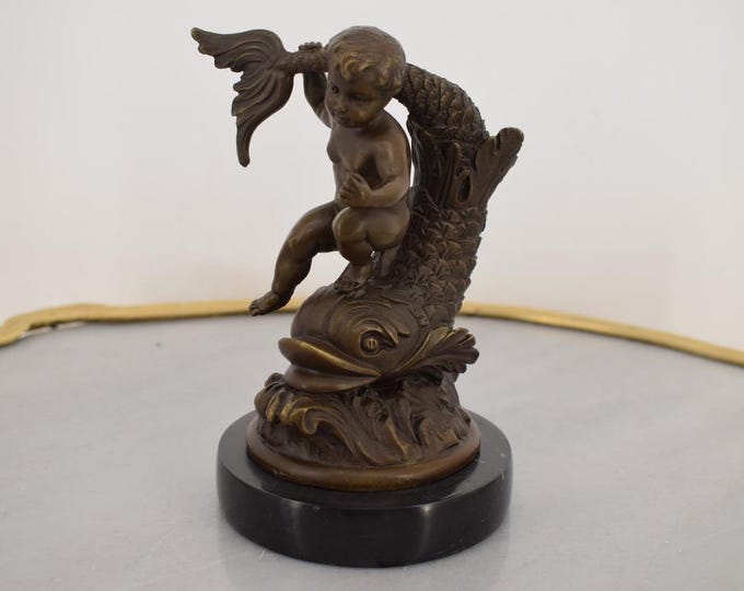 Young Boy with Cigarette Bronze Statue – Unique Figurine Sculpture – Gift Idea for Art Collectors and Home Decor - Collectible Art