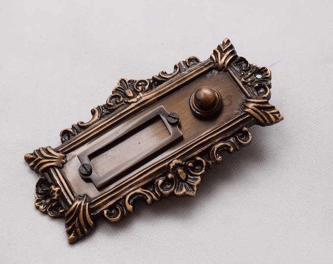 Bell Button Door - Dark Brass Elegant Antique Style Bell - Art Deco Bell Good Gift Idea for Hotel Restaurant Home