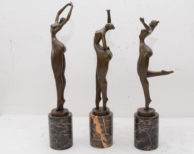 Three graces bronze figurine - three dancers bronze statues three sisters - three nude women -
