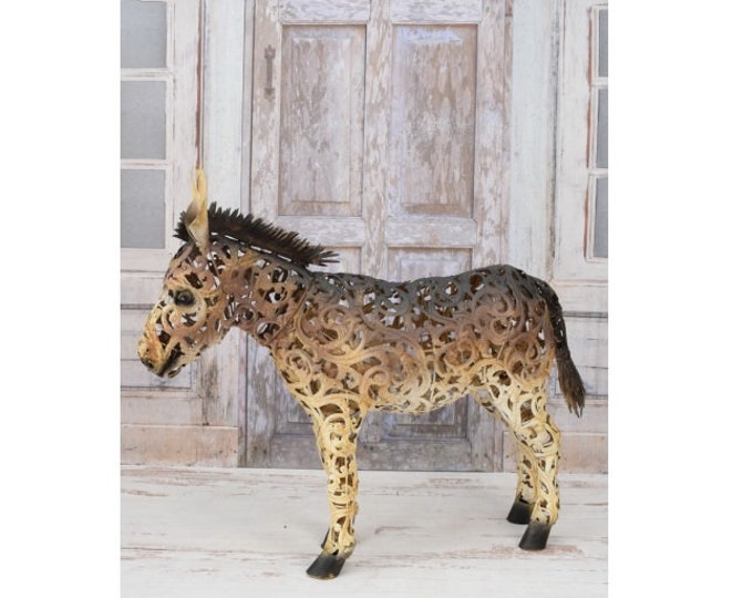 Amazing Iron Donkey Figure - Nice Detail and Beautiful Colours - Amazing Metal Statue for Garden - Gift Idea Art Work