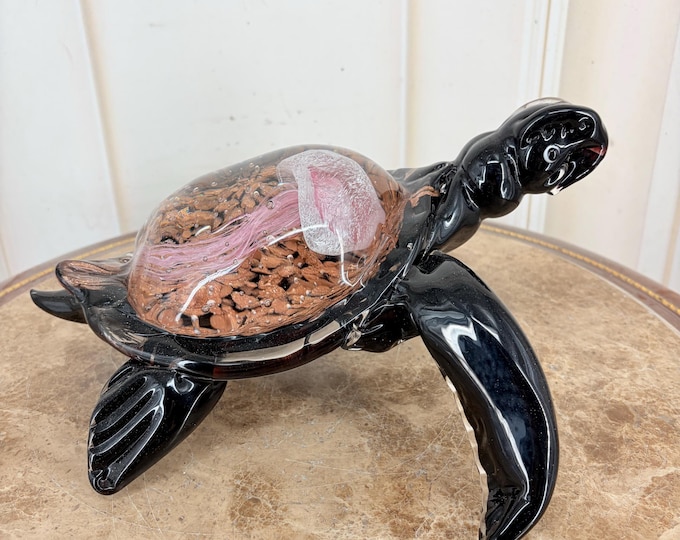 Murano Style Glass Turtle Statue: Italian Art, Colorful Decor