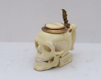 Porcelain with Bronze Mug Beer Cup Skull Skeleton - Luxury Gift