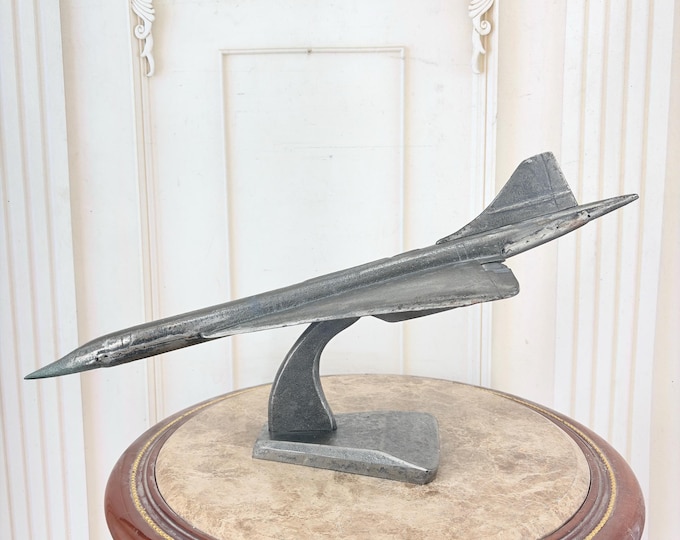 Cast Iron  Airplane Model: Vintage Silver Plane Decor