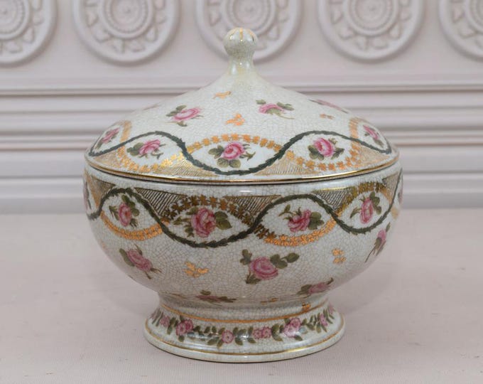 Large Porcelain Box with Flowers Ornaments - Bronze Ornaments - Kitchen Decor - Jewelry Box - Foundry Mark - Exclusive Casket - Home Decor