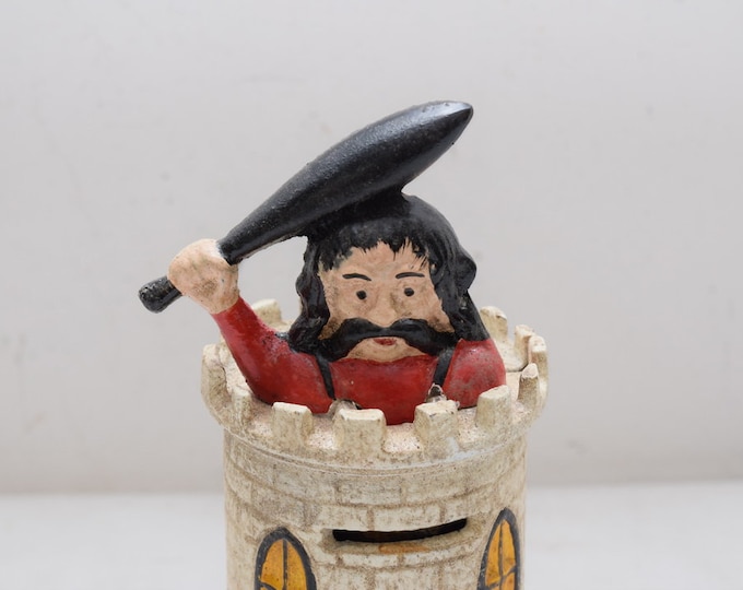 John Harper Cast Iron Mechanical Bank – Giant in Castle Tower Clocker
