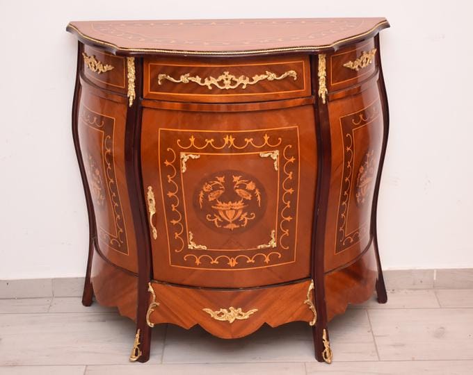 Louis XVI Inlaid Wood Cabinet – Vintage French Chest of Drawers – Wooden Side Cabinet – Antique French Furniture – Home Decor