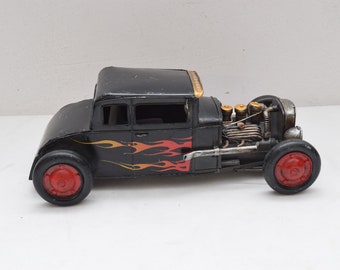 Vintage Metal Hot Rod Model Car: Old School Auto Decor