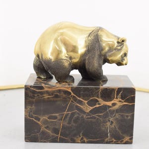 Gilded Bronze Panda Figurine – Realistic Milo Animal Sculpture – Elegant Wildlife Statue – Unique Gift Idea for Animal Lovers