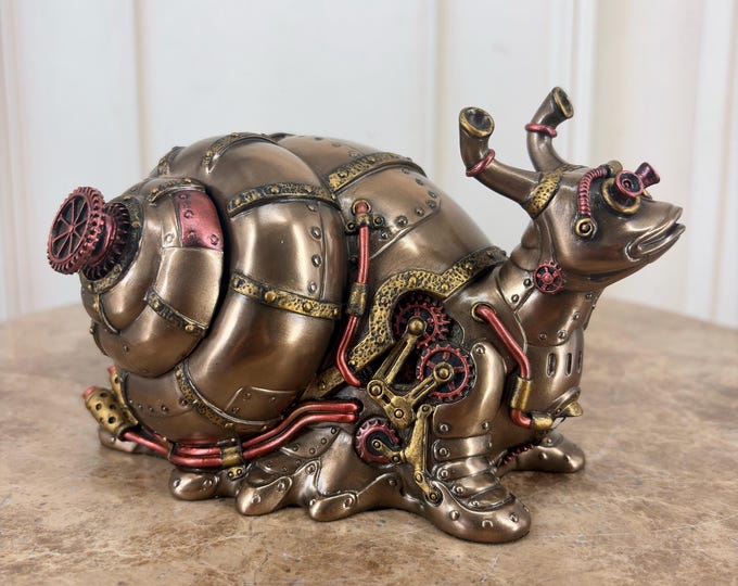 Steampunk Puffer Fish Statue: Bronze Metal Figurine, Home Decor