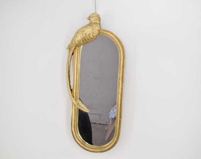 Amazing Mirror Oval - Goldene Crystal Mirror - Mirror Bird Design - Art Deco Style - Elegant Gift Idea - Home Garden Decor - Art Work