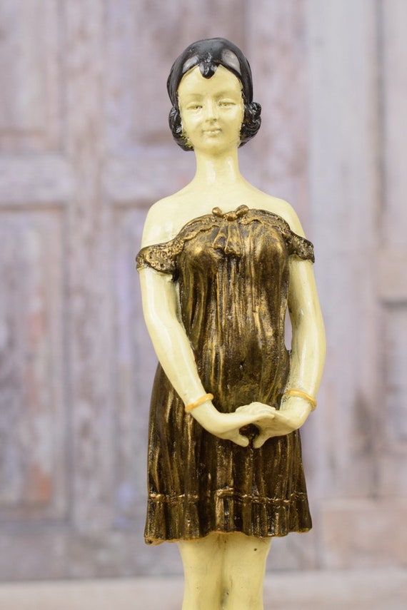 少女 ブロンズ像 大理石台座付き