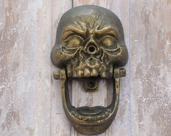 Cast Iron Door Knocker Skull - Scary Knocker - Halloween Gift - Home Decor - Door Decor - Halloween Decor