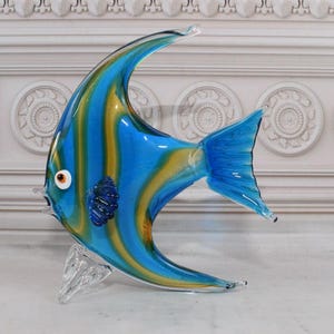 Blue Venetian Glass Fish Sculpture: Murano Style Figurine