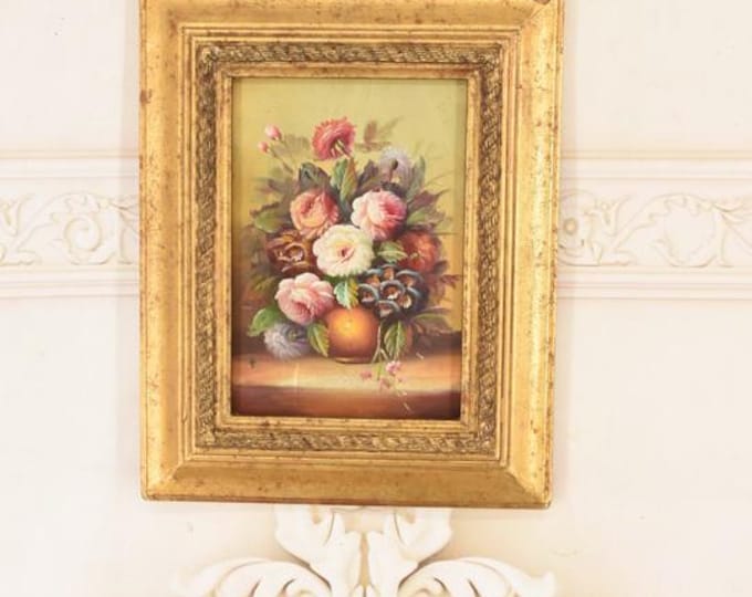 Vintage Floral Oil Painting – European Still Life Vase Art - Flowers Art
