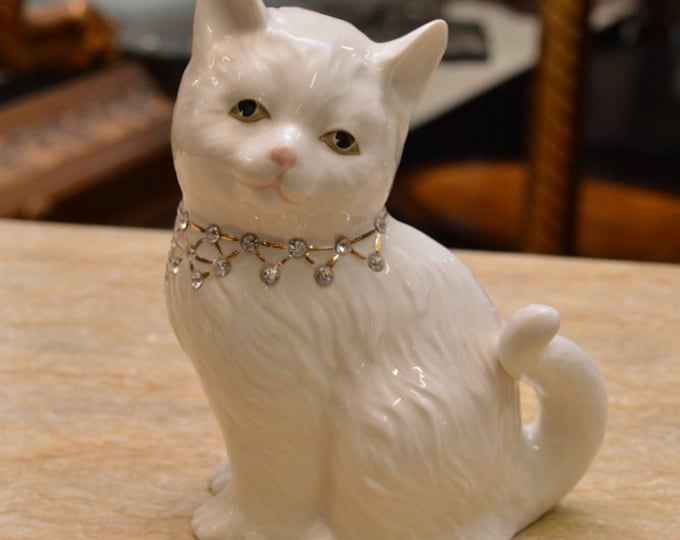 Elegant Porcelain Cat Figurine Figure Gift Idea  Art Deco Style