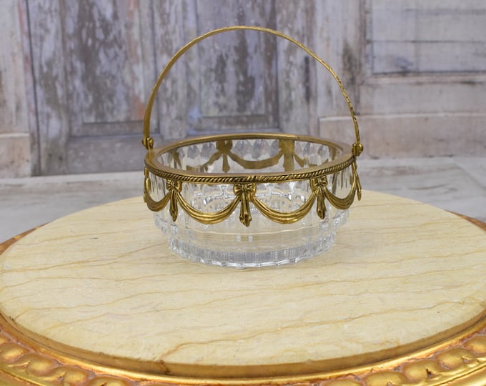 Plateau Crystal and Bronze Ornaments - Art Nouveu Glass and Bronze - Kitchen Decor - Vintage Glass - Home Decor - Gift for Wedding