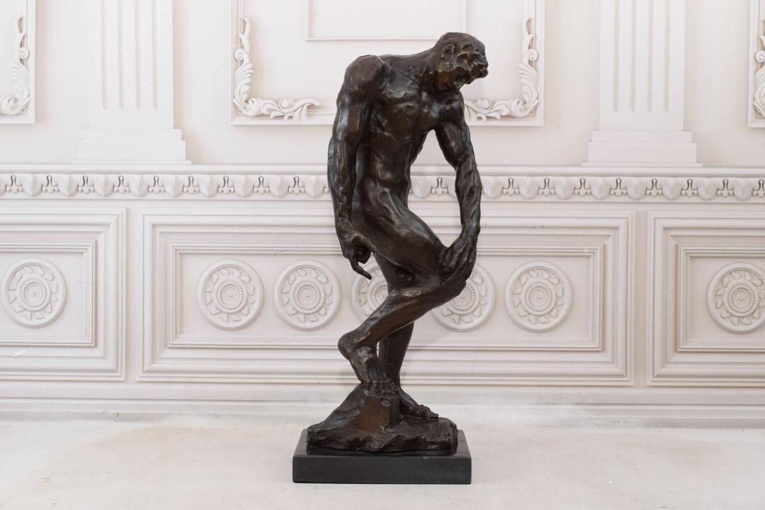 Rodin Style Man Act Auguste Rodin Bronze Statue on Marble Base - Adam Auguste Rodin ...