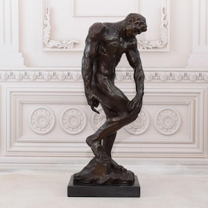 Man Act Auguste Rodin Bronze Statue on Marble Base - Adam Auguste Rodin Style - Mythological Bronze Sculpture - Gift Idea - Home Decor